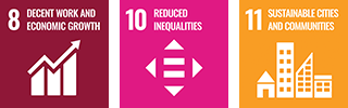 8. Promote sustained, inclusive and sustainable economic growth, full and productive employment and decent work for all / 10. Reduce inequality within and among countries / 11. Make cities and human settlements inclusive, safe, resilient and sustainable